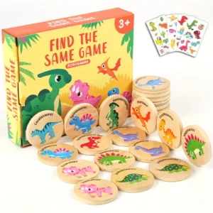 Dinosaur wooden memory matching game,