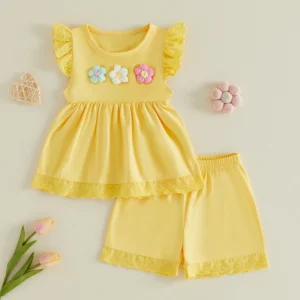 Adorable Baby Girl Floral Print Ruffle Sleeve