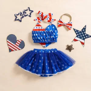 3-Piece Baby Boys Set American Flag Star Pattern